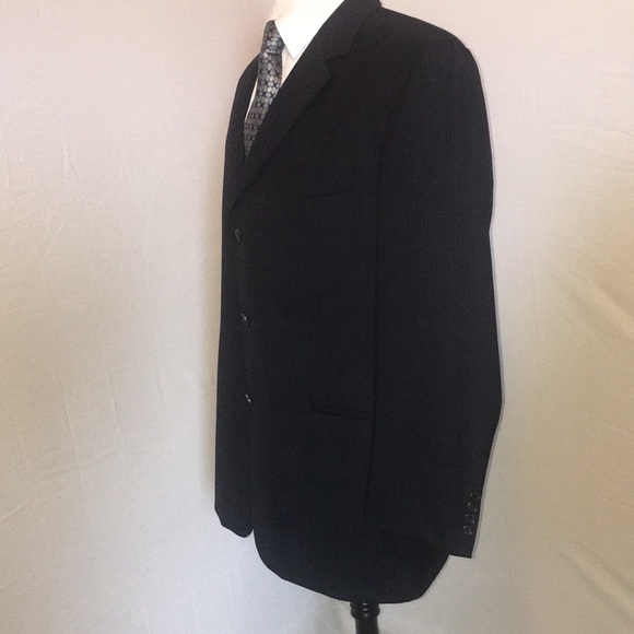Hugo Boss Mens Sup120 navy pinstripe suit  46 Long - Picture 3 of 8